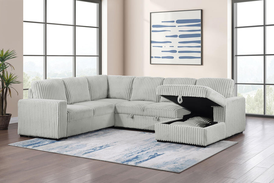 Coaster Furniture 501208 Devonshire Sleeper Sectional Sofa Storage Chaise Grey