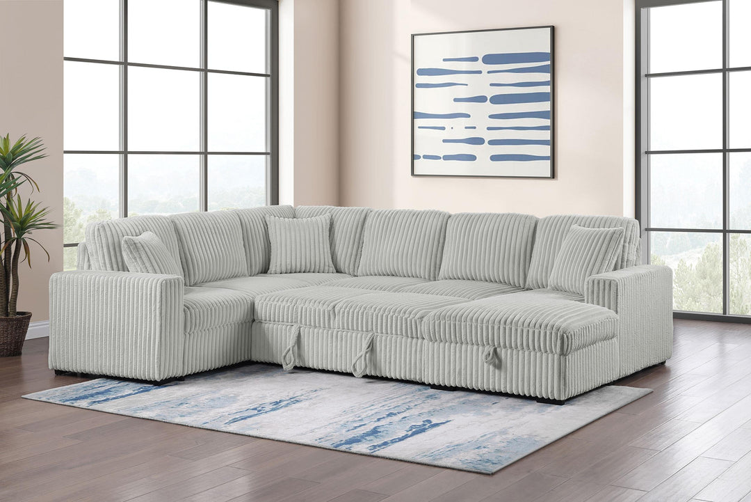 Coaster Furniture 501208 Devonshire Sleeper Sectional Sofa Storage Chaise Grey