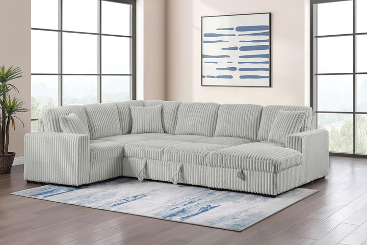 Coaster Furniture 501208 Devonshire Sleeper Sectional Sofa Storage Chaise Grey