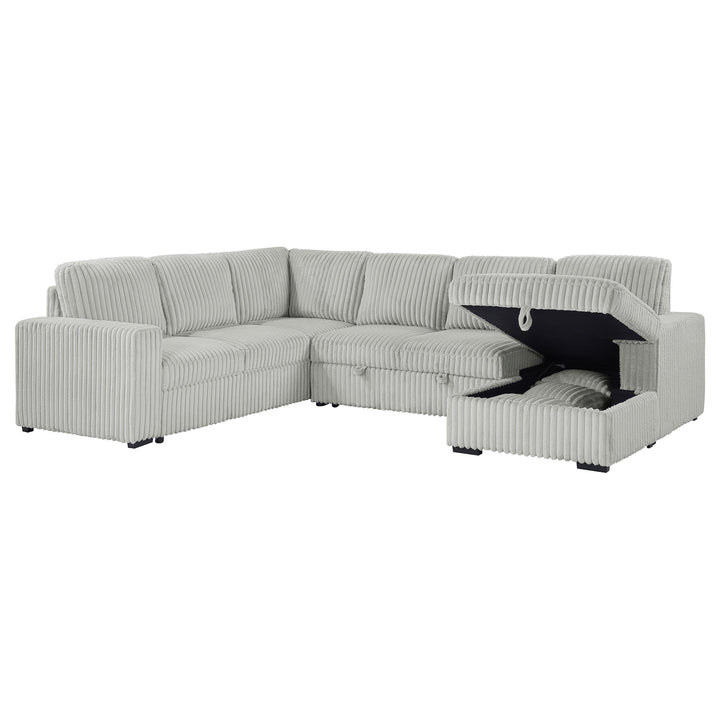 Coaster Furniture 501208 Devonshire Sleeper Sectional Sofa Storage Chaise Grey