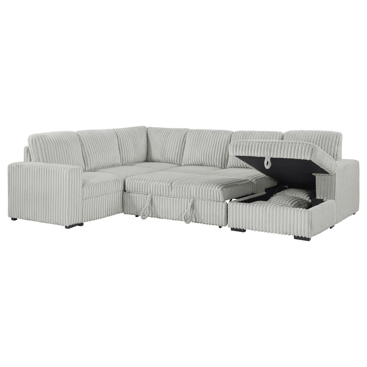 Coaster Furniture 501208 Devonshire Sleeper Sectional Sofa Storage Chaise Grey