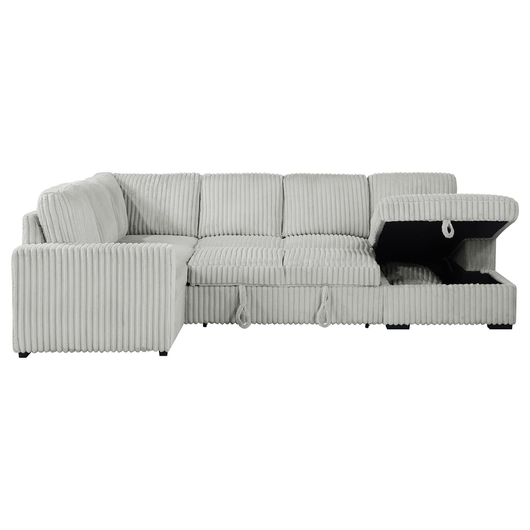 Coaster Furniture 501208 Devonshire Sleeper Sectional Sofa Storage Chaise Grey