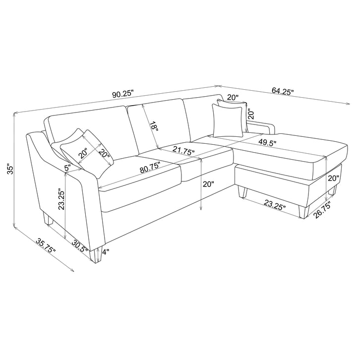 Coaster Furniture 501840 Mcloughlin Upholstered Sloped Arm Sectional Sofa Platinum