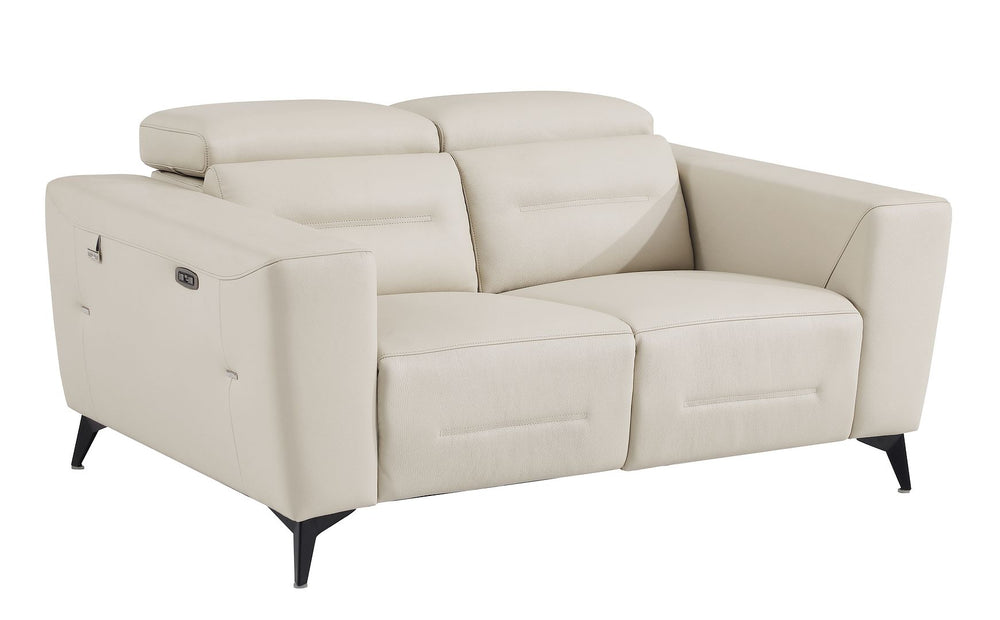 DivanItalia 989 Power Reclining 3-Piece Sofa Set with Power Headrest in Top-Grain Italian Leather - Beige