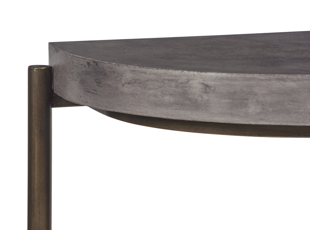 Modus Furniture A89423 Lyon Semi Circular Natural Concrete And Metal Console Table
