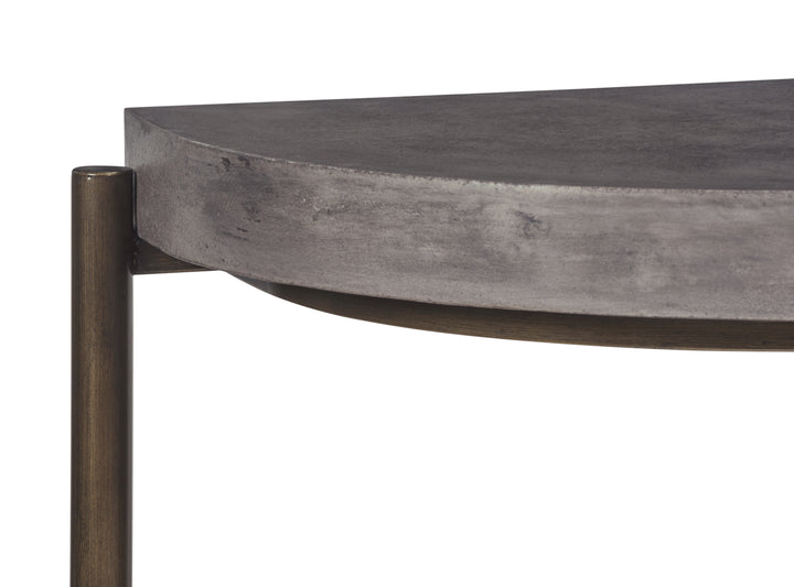 Modus Furniture A89423 Lyon Semi Circular Natural Concrete And Metal Console Table
