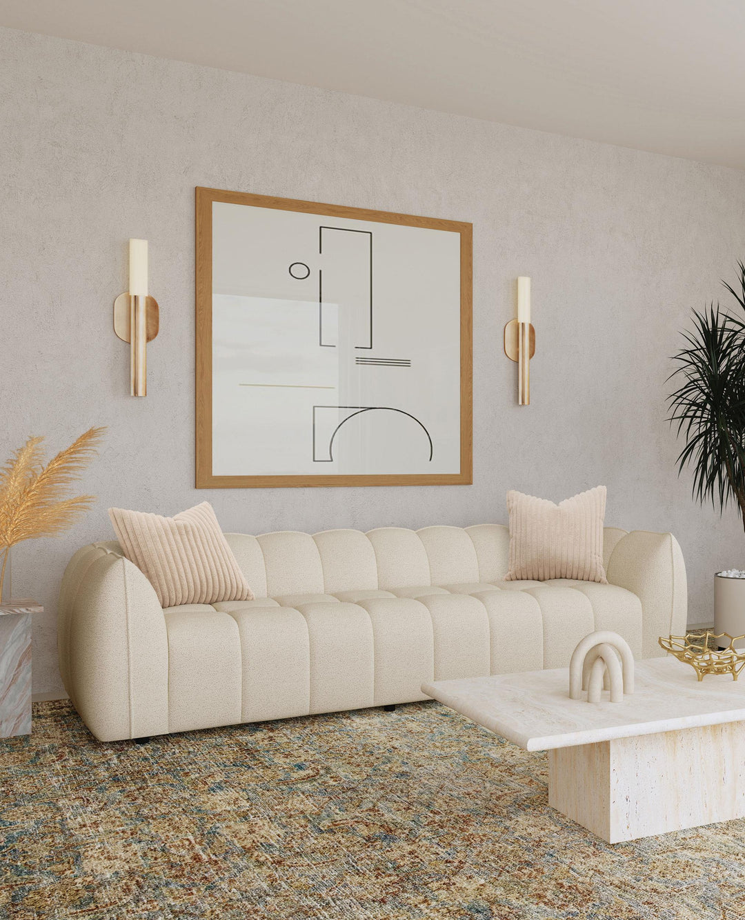 Coaster Furniture 503997 Winchester Boucle Upholstered Extra Long Sofa Sand Pebble