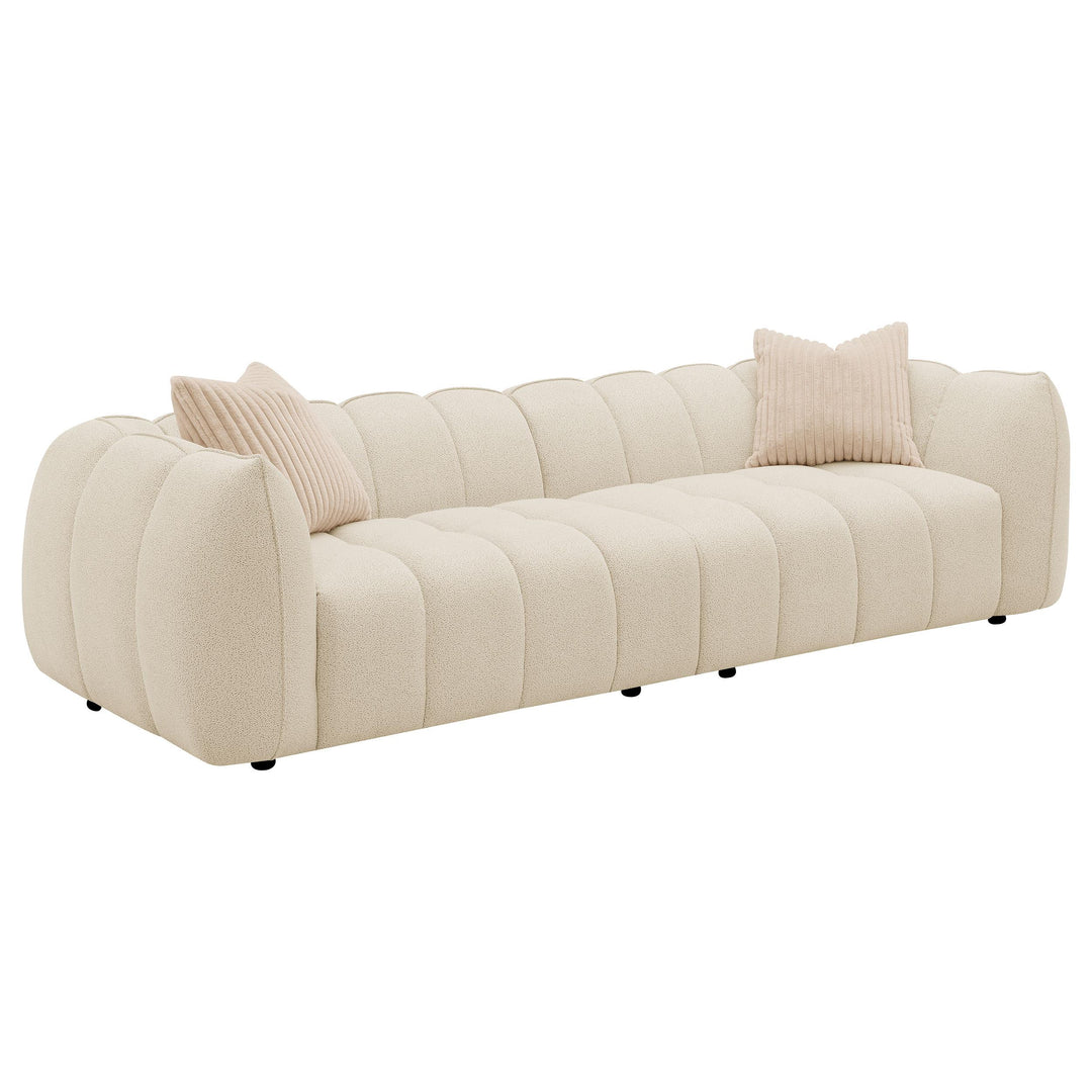 Coaster Furniture 503997 Winchester Boucle Upholstered Extra Long Sofa Sand Pebble