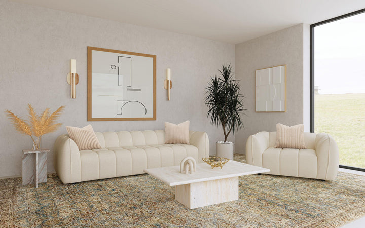 Coaster Furniture 503997 Winchester Boucle Upholstered Extra Long Sofa Sand Pebble