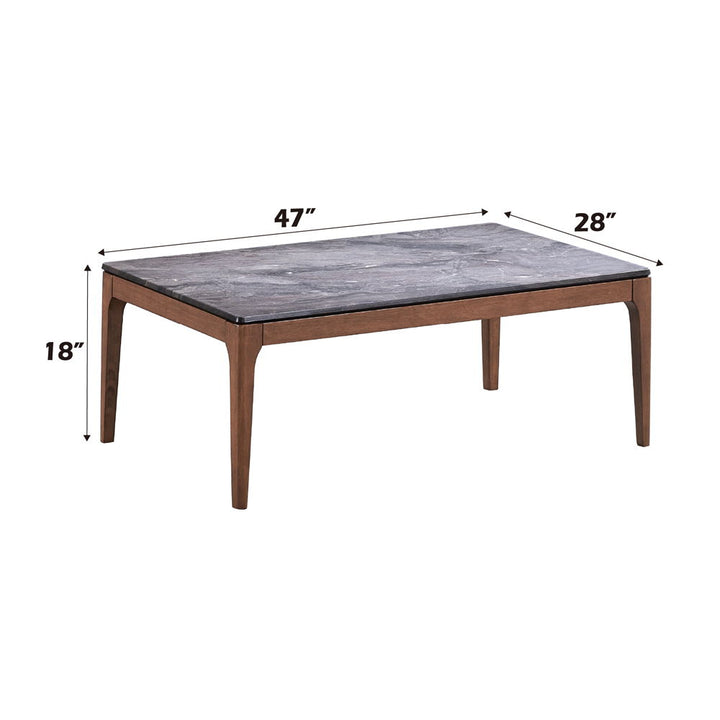 Bevis - Coffee Table - Engineered Stone Top & Walnut