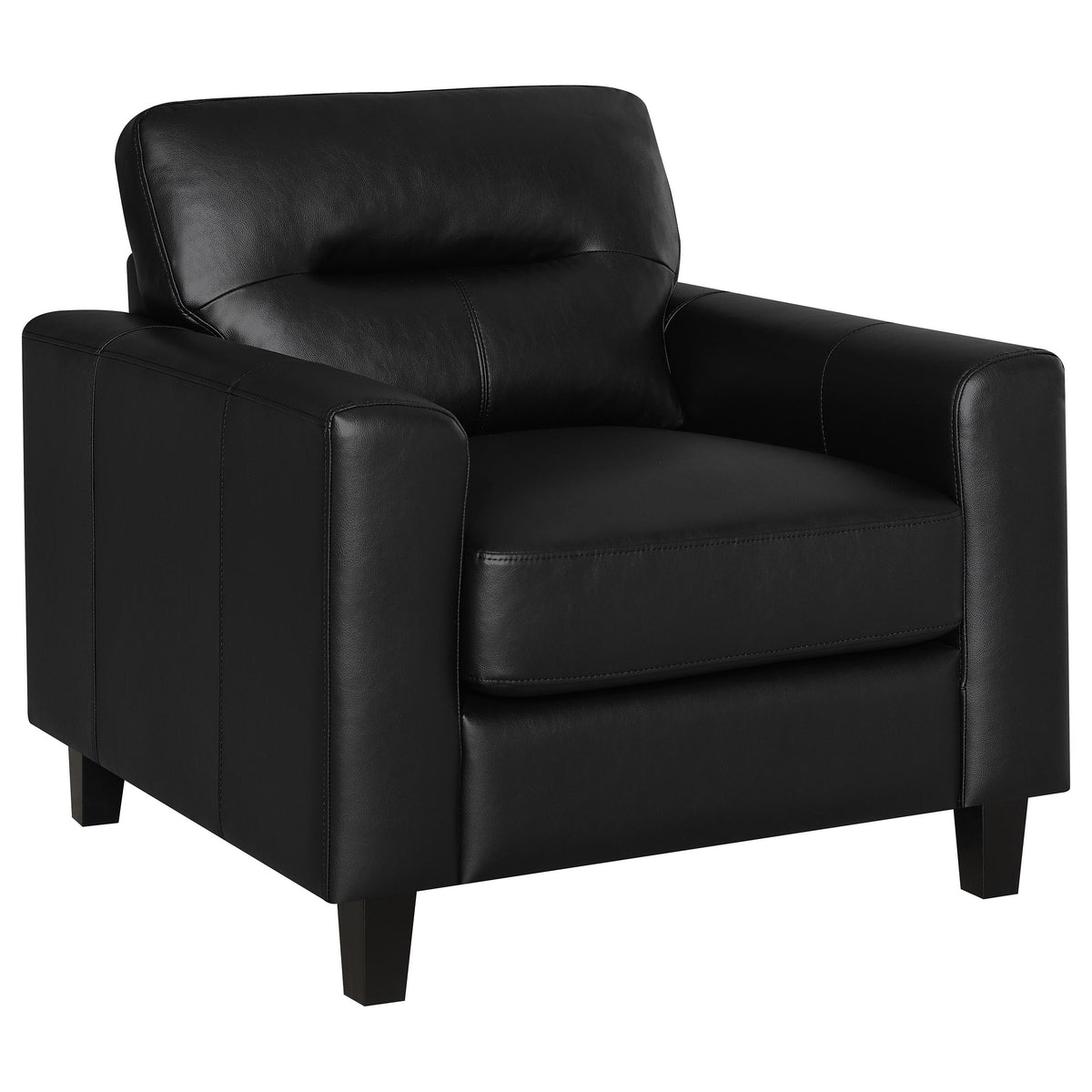Scotland - Faux Leather Upholstered Track Arm Chair - Black