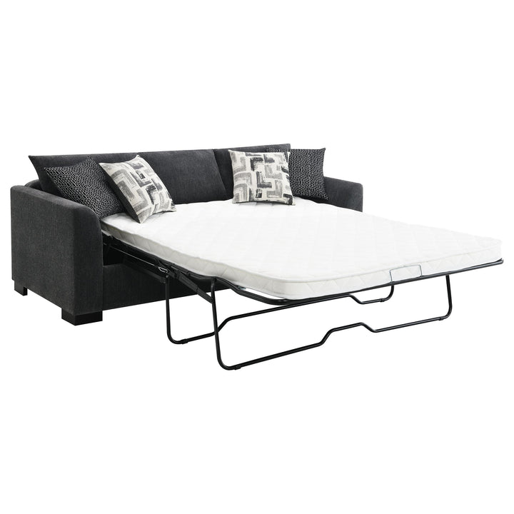 Coaster Furniture 504777 Storey Upholstered Sleeper Sectional Chaise Sofa Dark Grey