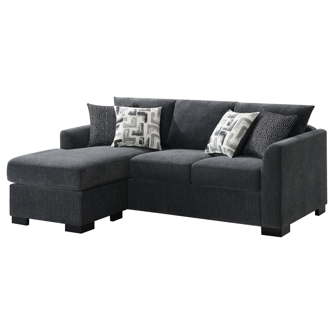 Coaster Furniture 504777 Storey Upholstered Sleeper Sectional Chaise Sofa Dark Grey