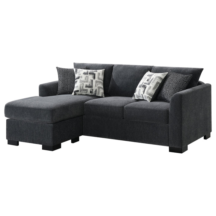 Coaster Furniture 504777 Storey Upholstered Sleeper Sectional Chaise Sofa Dark Grey