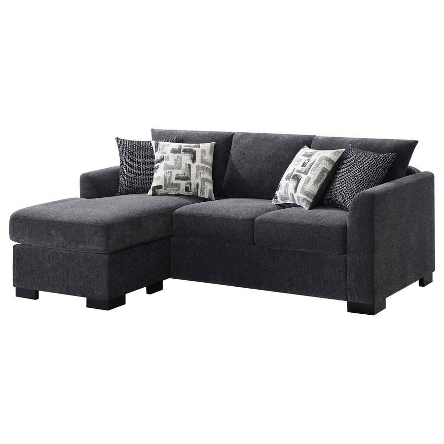Coaster Furniture 504777 Storey Upholstered Sleeper Sectional Chaise Sofa Dark Grey