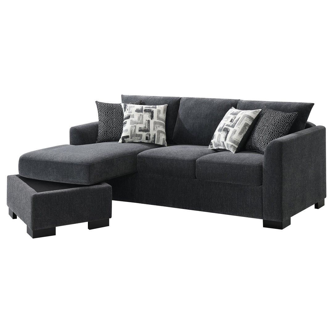 Coaster Furniture 504777 Storey Upholstered Sleeper Sectional Chaise Sofa Dark Grey