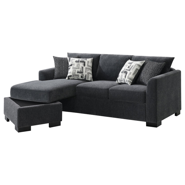 Coaster Furniture 504777 Storey Upholstered Sleeper Sectional Chaise Sofa Dark Grey