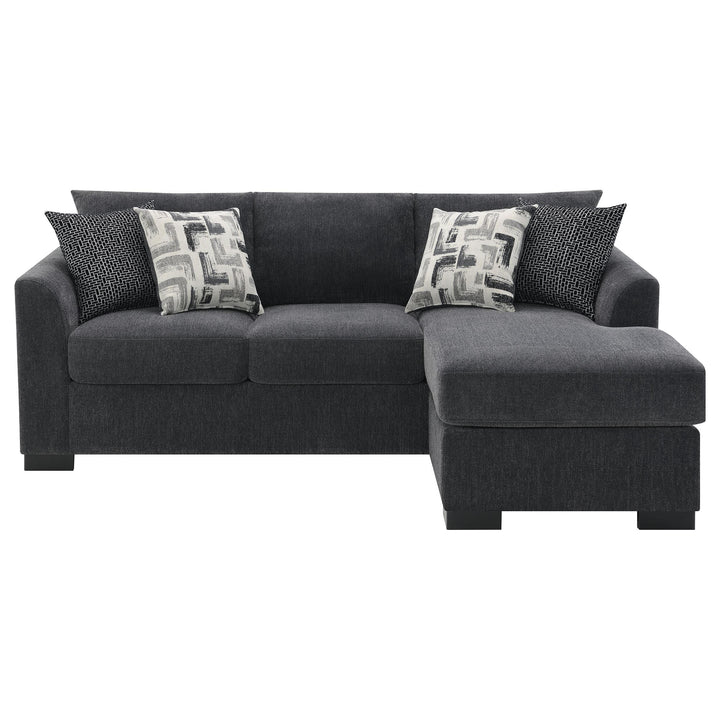 Coaster Furniture 504777 Storey Upholstered Sleeper Sectional Chaise Sofa Dark Grey