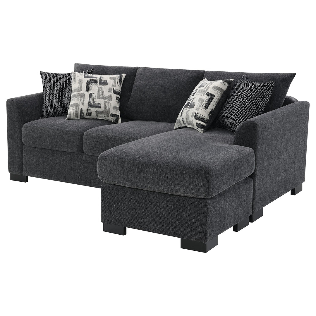 Coaster Furniture 504777 Storey Upholstered Sleeper Sectional Chaise Sofa Dark Grey