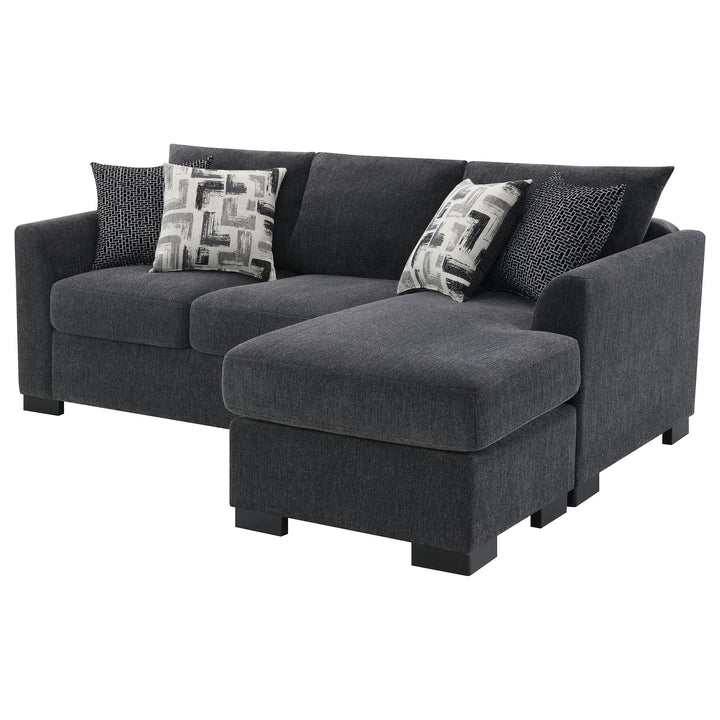 Coaster Furniture 504777 Storey Upholstered Sleeper Sectional Chaise Sofa Dark Grey