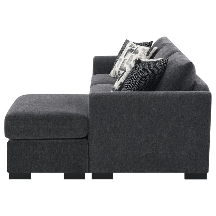 Coaster Furniture 504777 Storey Upholstered Sleeper Sectional Chaise Sofa Dark Grey