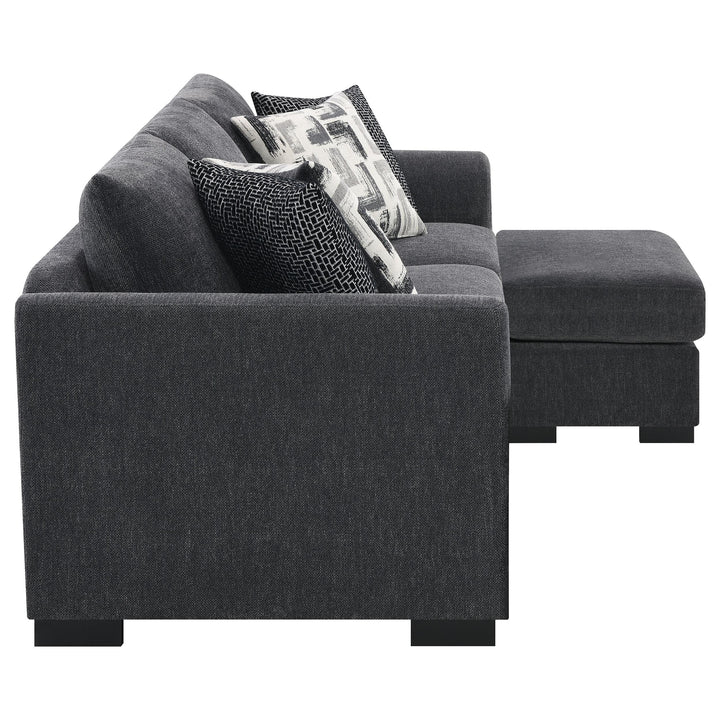 Coaster Furniture 504777 Storey Upholstered Sleeper Sectional Chaise Sofa Dark Grey