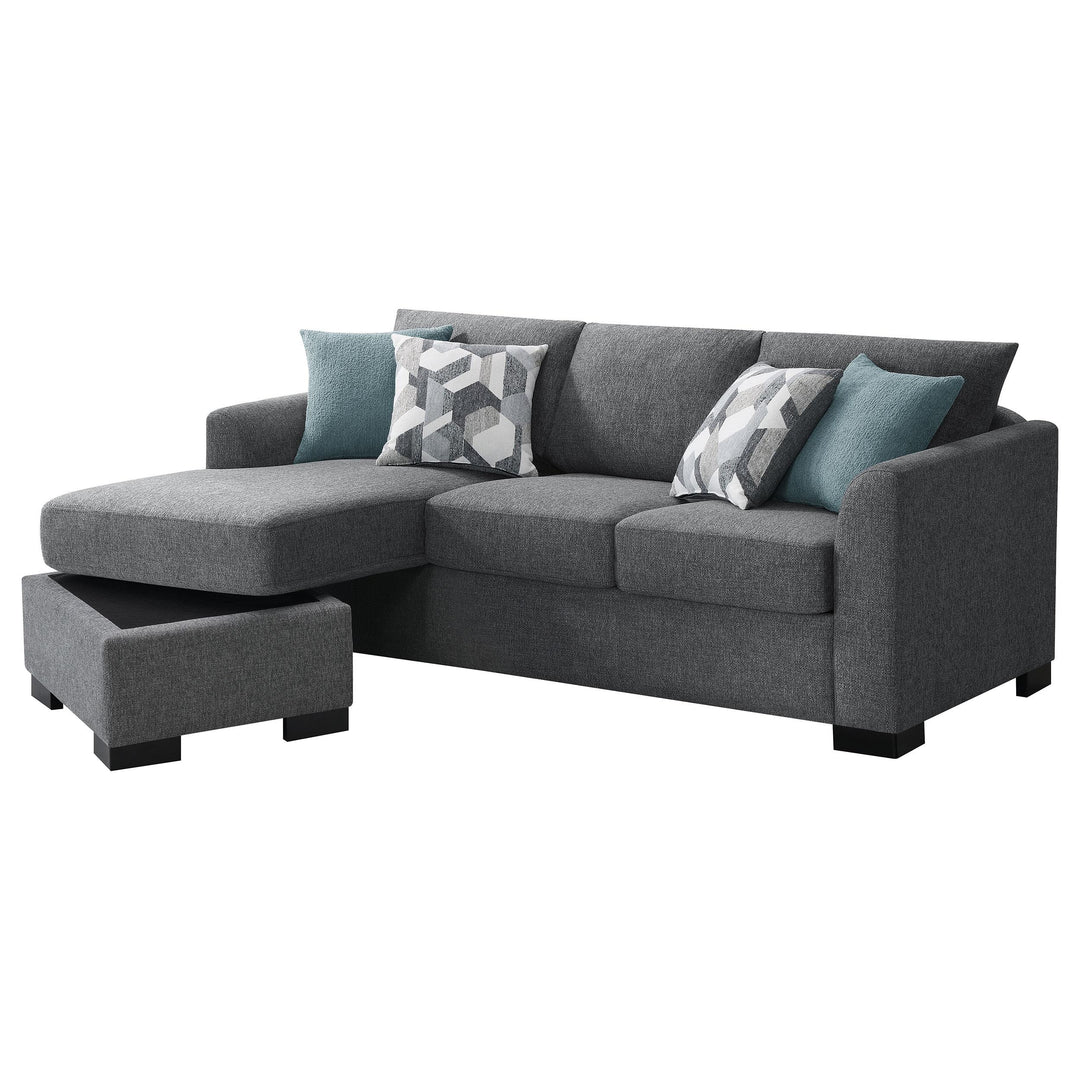 Coaster Furniture 504779 Storey Upholstered Sleeper Sectional Chaise Sofa Grey