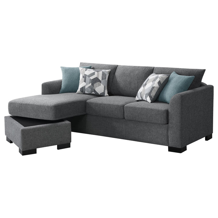 Coaster Furniture 504779 Storey Upholstered Sleeper Sectional Chaise Sofa Grey