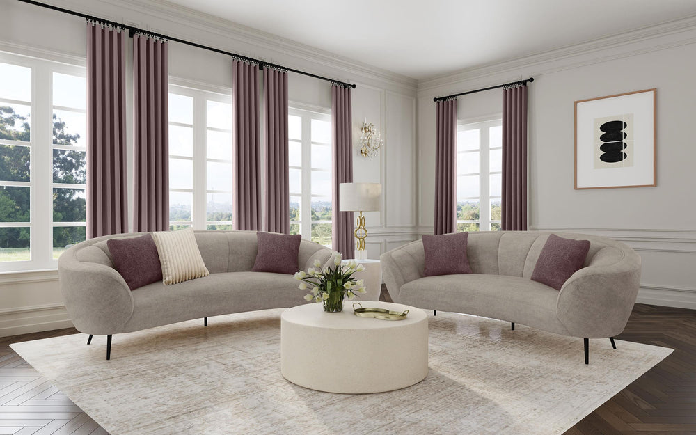 Coaster Furniture 504837-S2 Ellorie 2-piece Upholstered Curved Sofa Set Beige