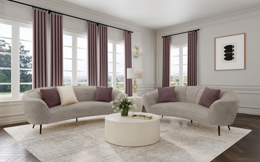 Coaster Furniture 504837-S2 Ellorie 2-piece Upholstered Curved Sofa Set Beige