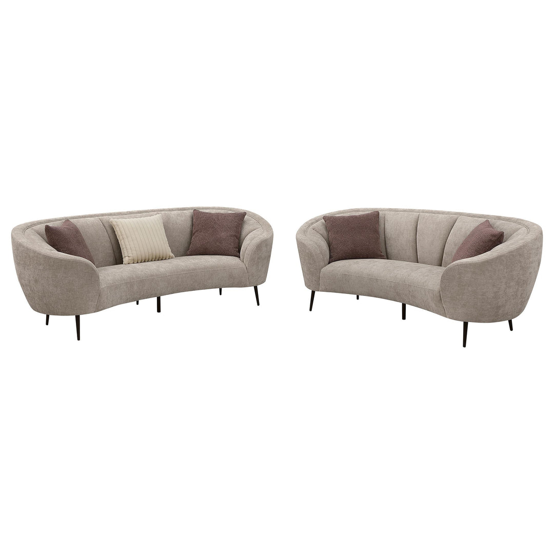 Coaster Furniture 504837-S2 Ellorie 2-Piece Upholstered Curved Sofa Set Beige
