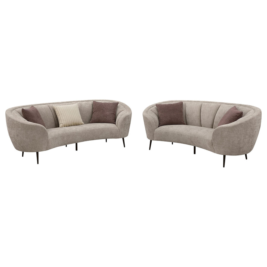 Coaster Furniture 504837-S2 Ellorie 2-Piece Upholstered Curved Sofa Set Beige