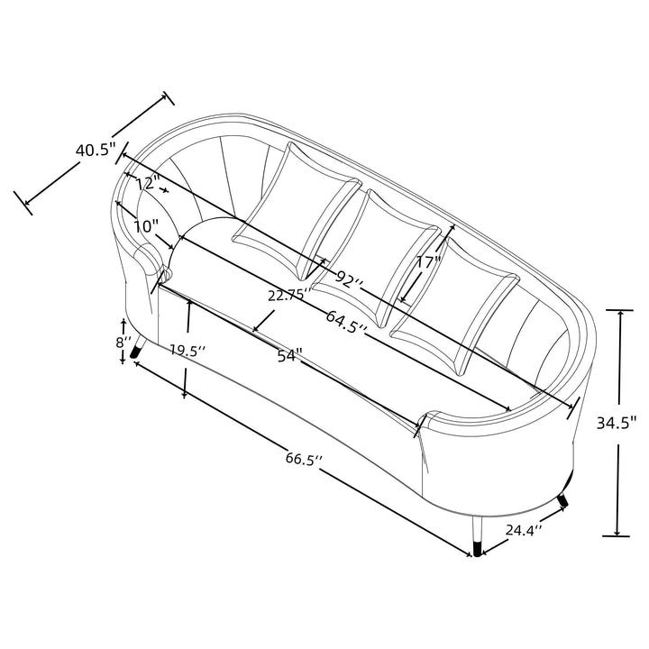 Coaster Furniture 504837-S2 Ellorie 2-piece Upholstered Curved Sofa Set Beige