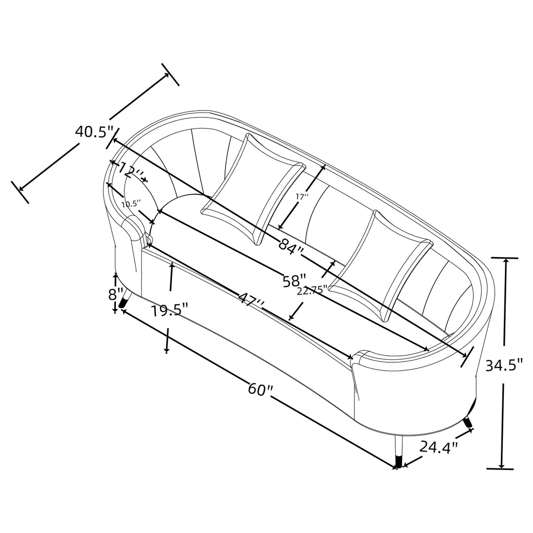 Coaster Furniture 504837-S2 Ellorie 2-piece Upholstered Curved Sofa Set Beige