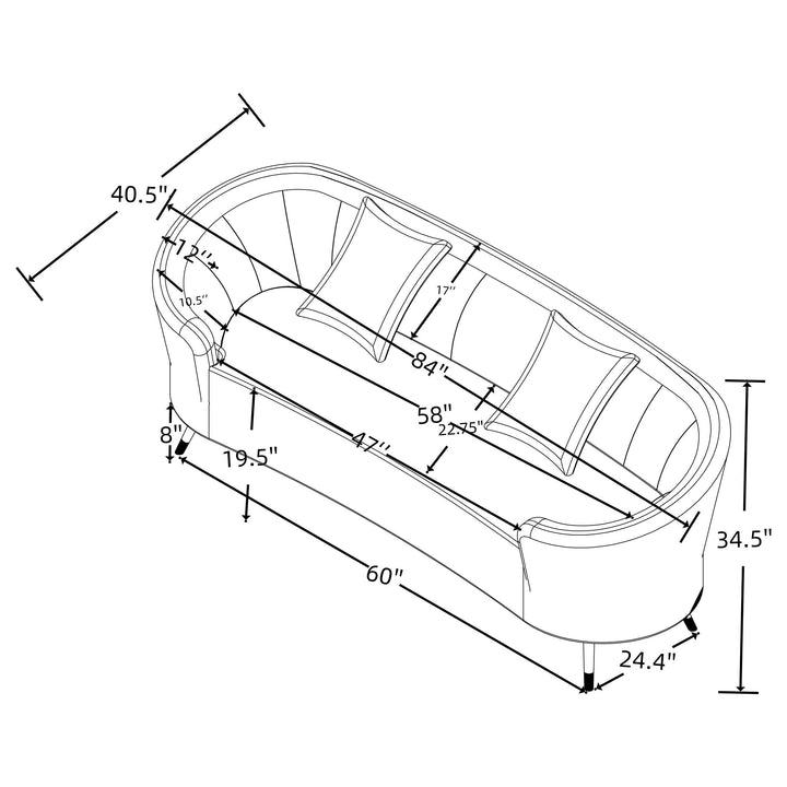 Coaster Furniture 504837-S2 Ellorie 2-piece Upholstered Curved Sofa Set Beige