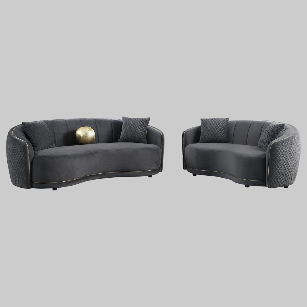 Coaster Furniture 504844-S2 Brookside 2-Piece Velvet Upholstered Sofa Set Dark Grey