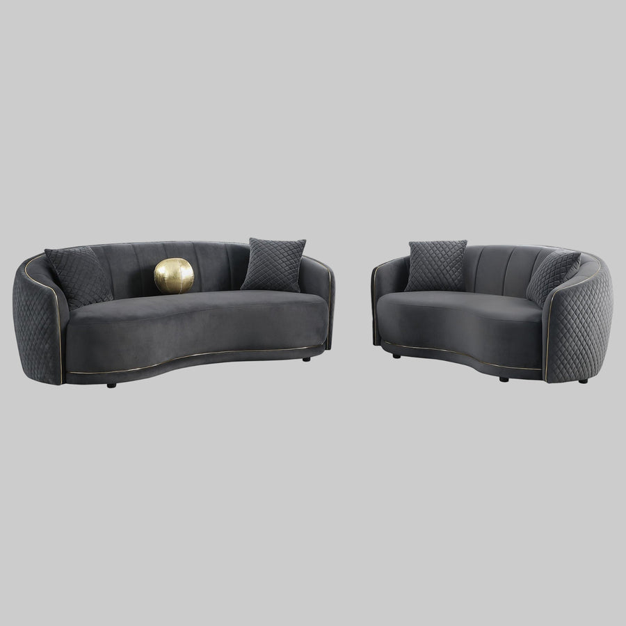 Coaster Furniture 504844-S2 Brookside 2-Piece Velvet Upholstered Sofa Set Dark Grey
