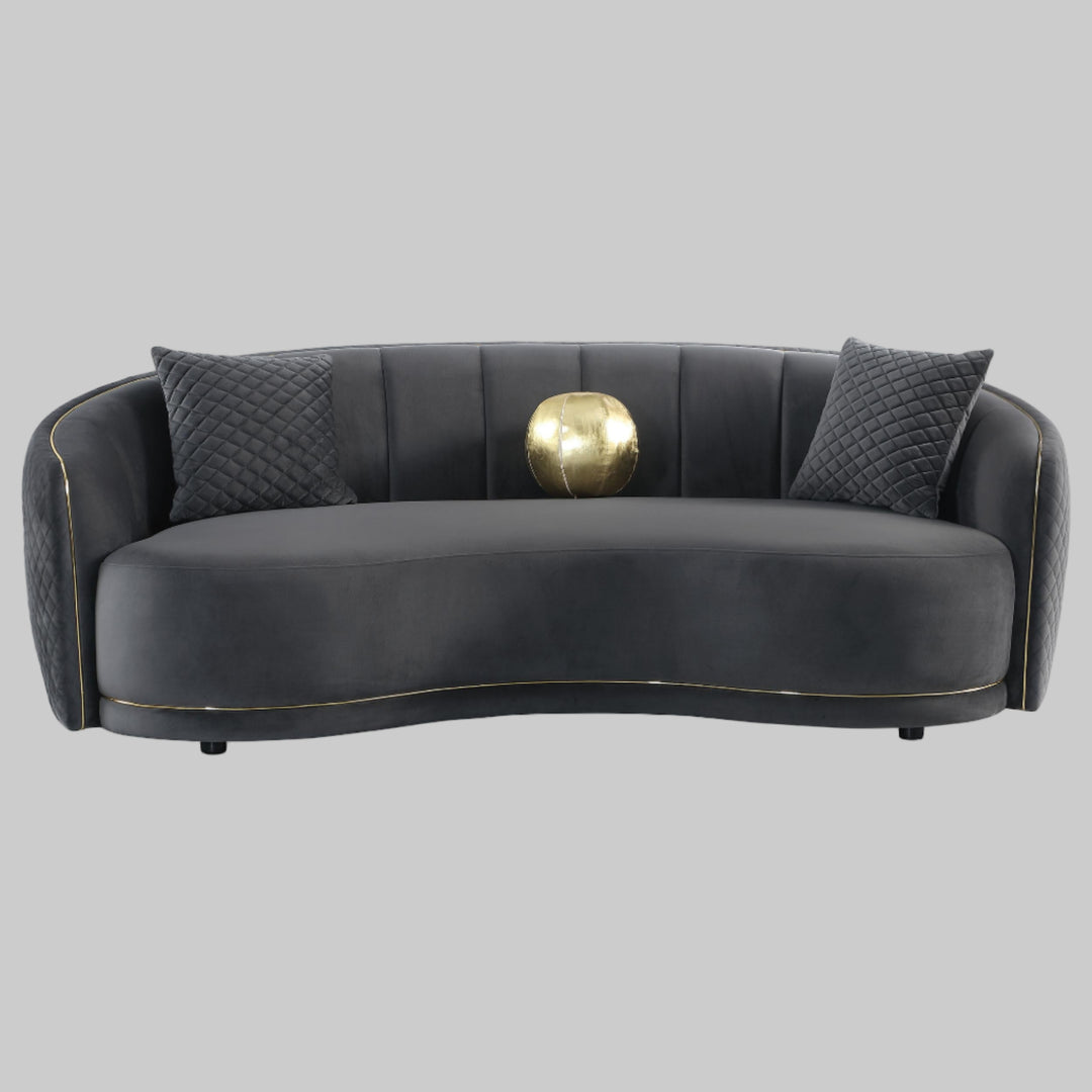 Coaster Furniture 504844 Brookside Velvet Upholstered Curved Sofa Dark Grey