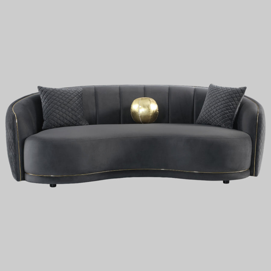 Coaster Furniture 504844 Brookside Velvet Upholstered Curved Sofa Dark Grey