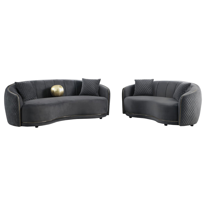 Coaster Furniture 504844 Brookside Velvet Upholstered Curved Sofa Dark Grey