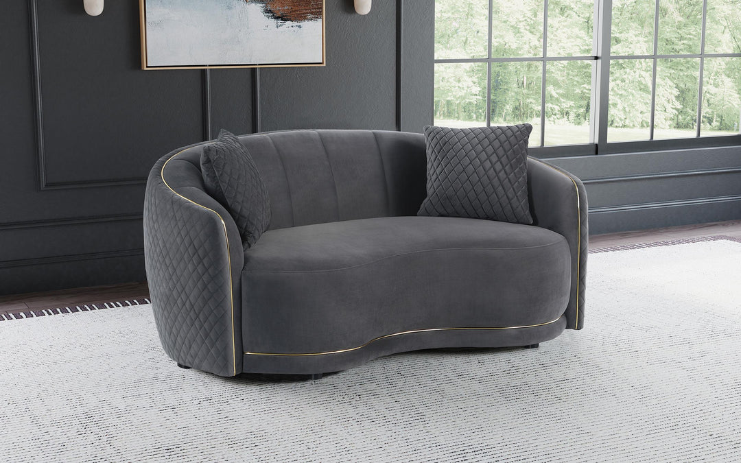Coaster Furniture 504845 Brookside Velvet Upholstered Curved Loveseat Dark Grey