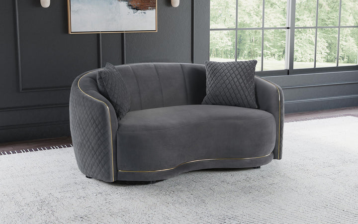 Coaster Furniture 504845 Brookside Velvet Upholstered Curved Loveseat Dark Grey
