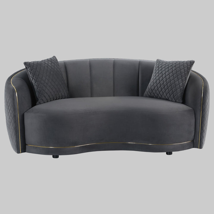 Coaster Furniture 504845 Brookside Velvet Upholstered Curved Loveseat Dark Grey