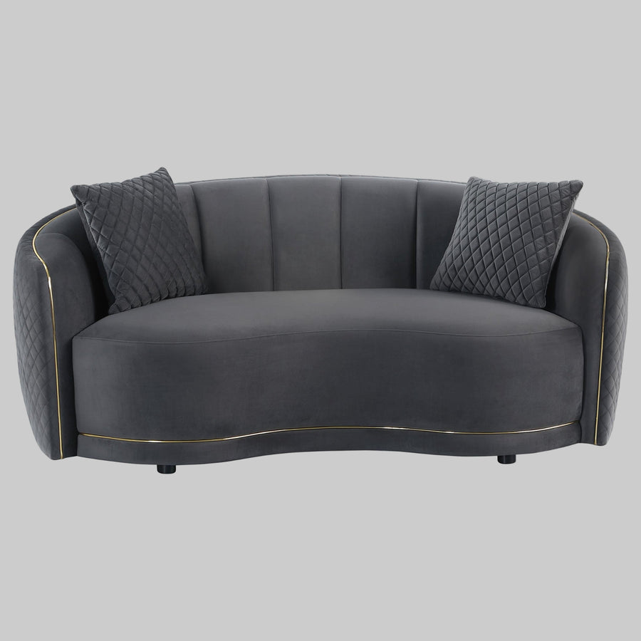 Coaster Furniture 504845 Brookside Velvet Upholstered Curved Loveseat Dark Grey