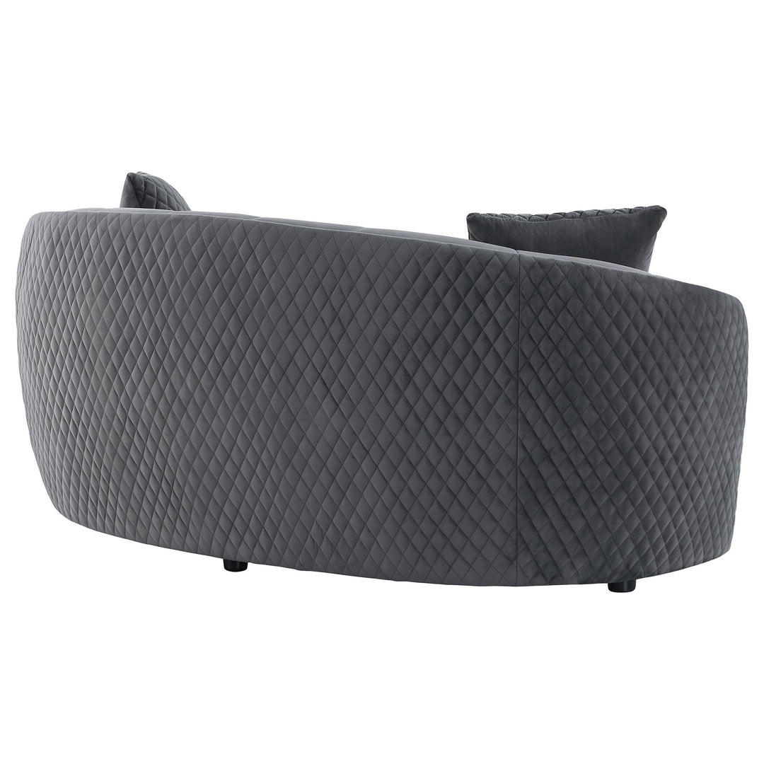 Coaster Furniture 504845 Brookside Velvet Upholstered Curved Loveseat Dark Grey