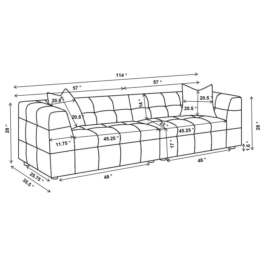 Coaster Furniture 504850 Everly Boucle Upholstered Extra Long Sofa Off White
