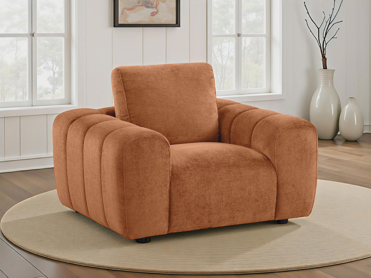 Burnett - Chenille Upholstered Accent Chair - Burnt Orange