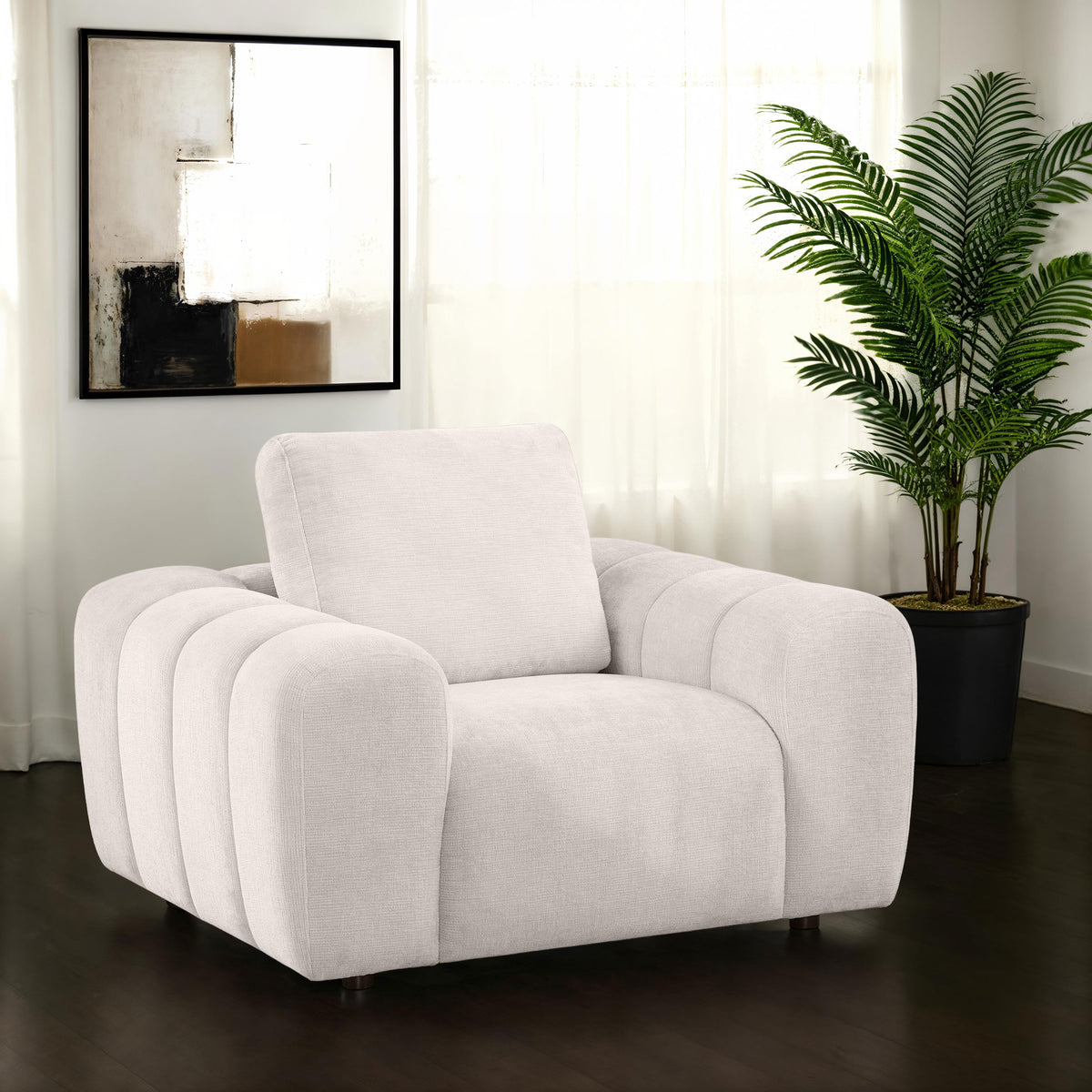 Burnett - Chenille Upholstered Accent Chair - Ivory
