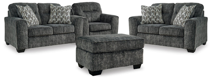 Lonoke 2 Loveseats, Oversized Chair and Ottoman - Gunmetal (1)