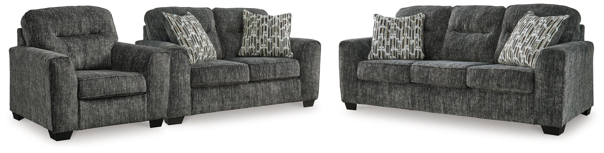 Lonoke Sofa, Loveseat and Oversized Chair - Gunmetal (1)